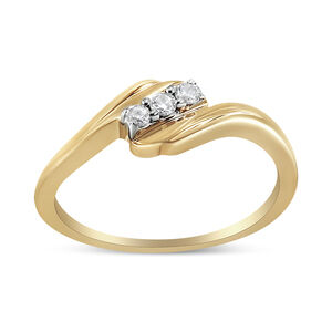 10K Yellow Gold over .925 Sterling Silver 1/10 Cttw Diamond Three-Stone